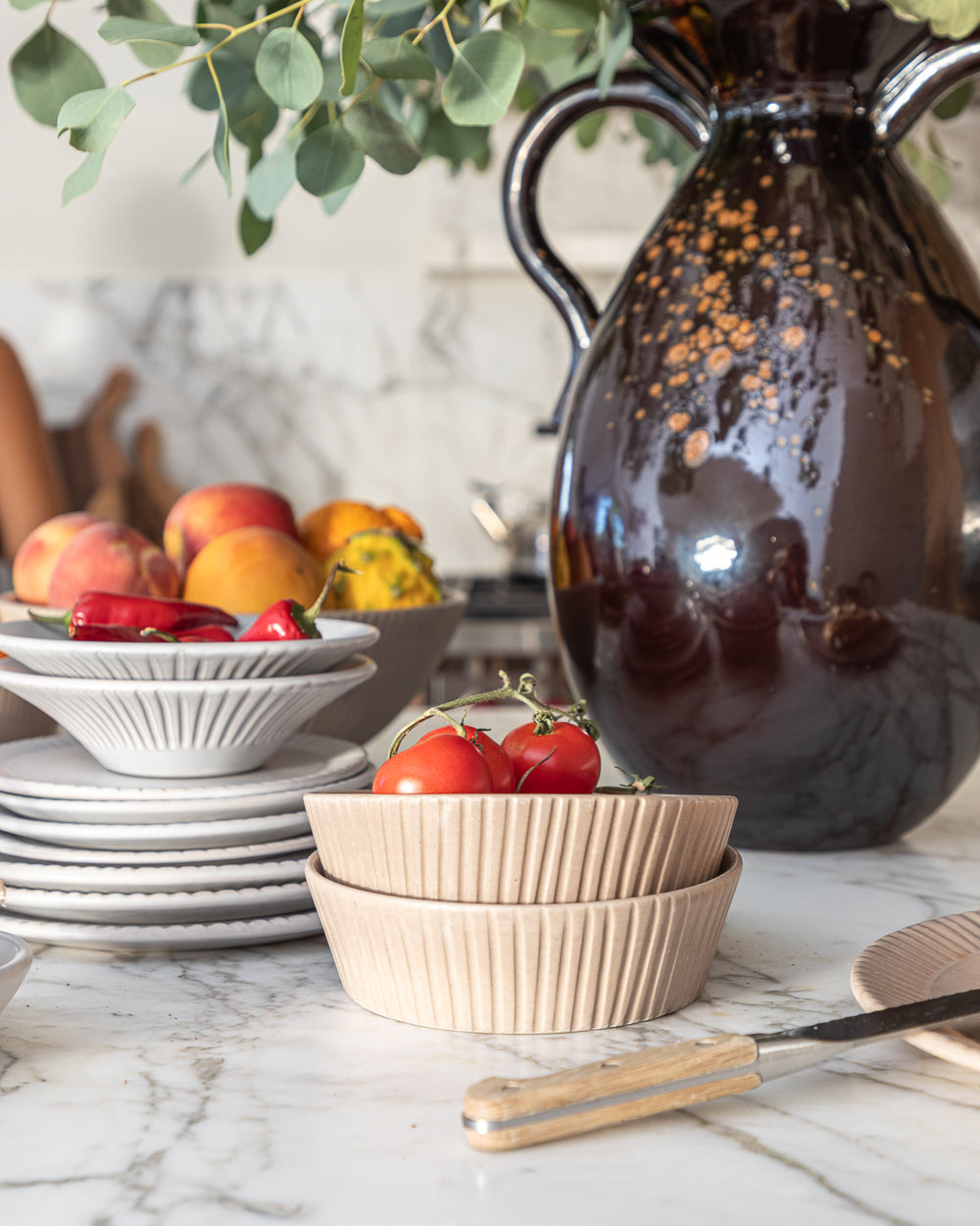 Stripes Gloss Grey Pasta Bowl Set Of 4 Uvn 1000114 2