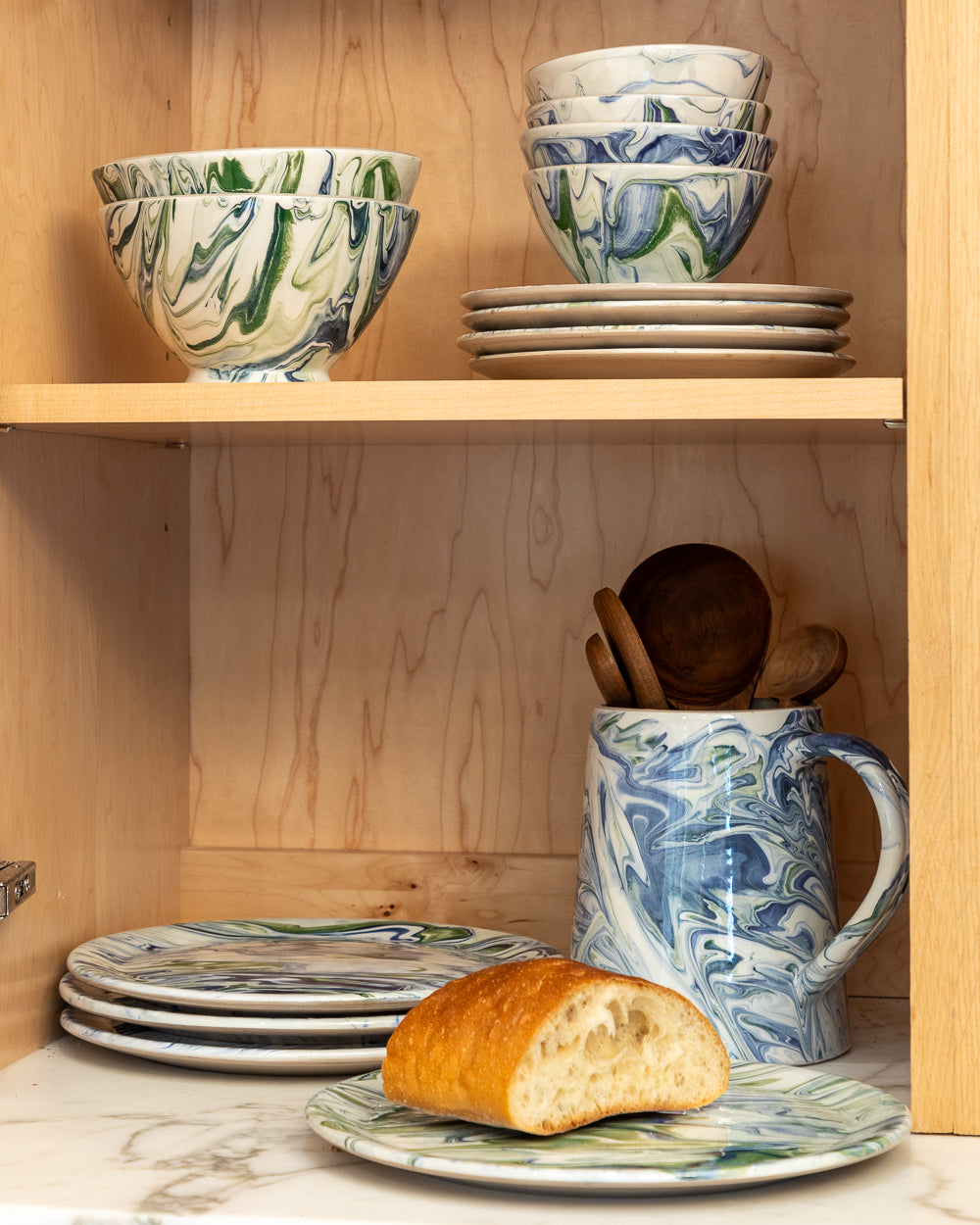 Marble Blue Green Salad Plate Set Of 4 Uvn 1000133 3