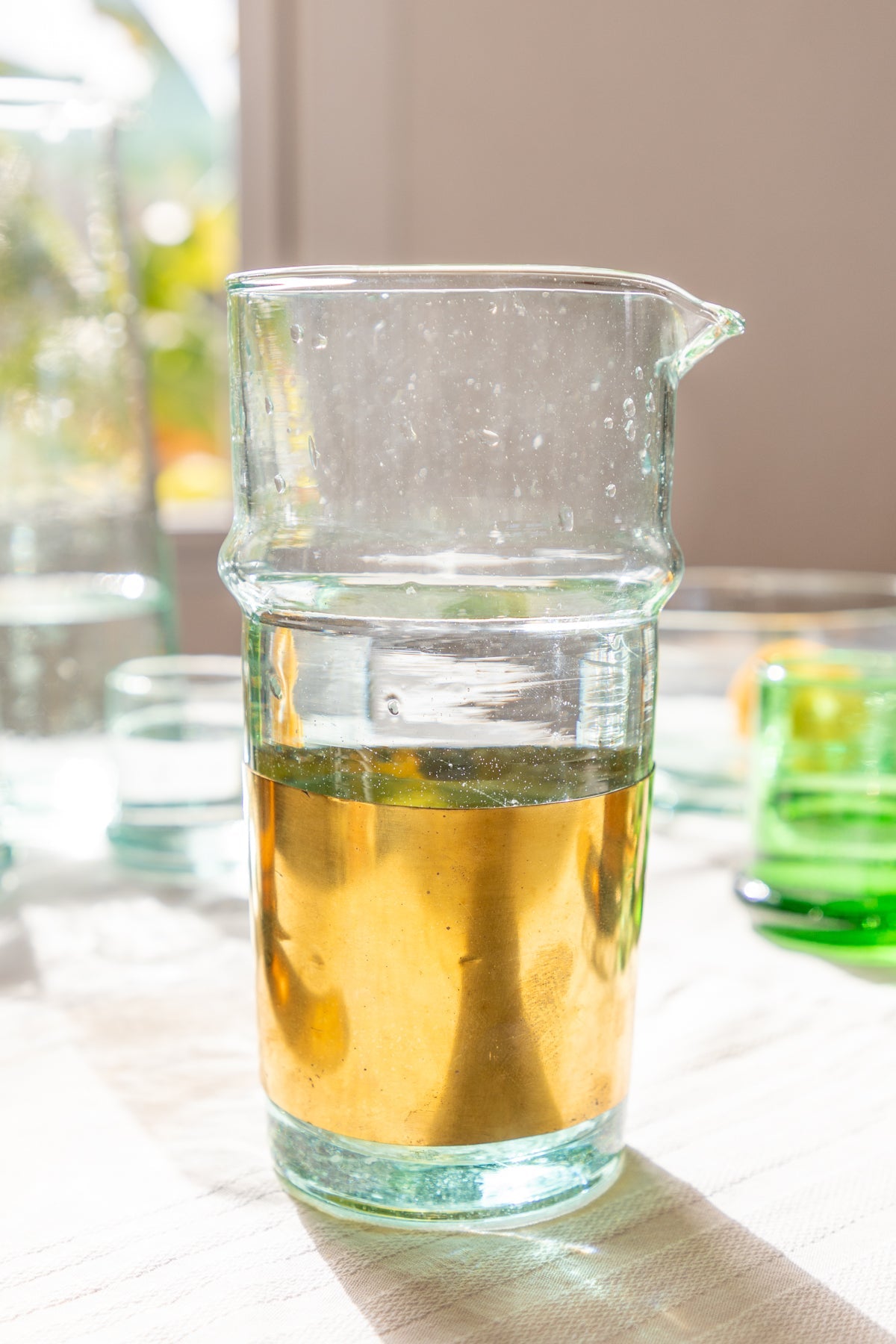 beldi carafe with gold ring