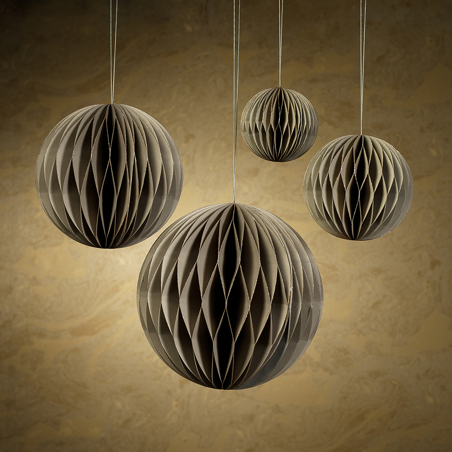 wish paper decorative ball ornament taupe with rose gold glitter edges extra large 4