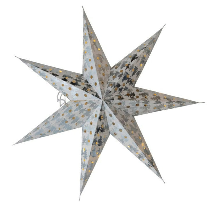 Recycled Paper 7 Point Star Ornament w/ LED Light String