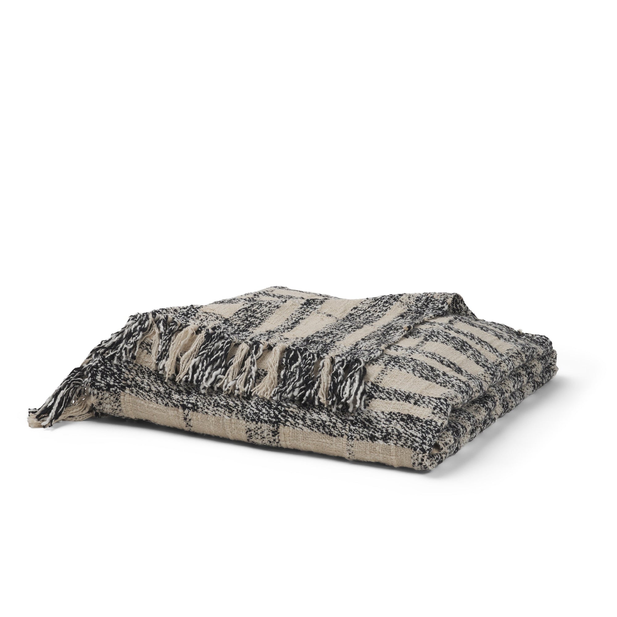 Pendle Black Plaid Cotton Throw Blanket Mercana Mer 71450 1