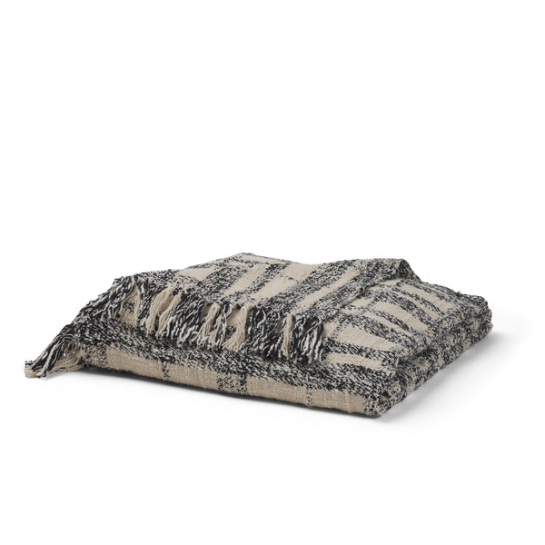 Pendle Black Plaid Cotton Throw Blanket Mercana Mer 71450 1