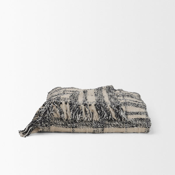 Pendle Black Plaid Cotton Throw Blanket Mercana Mer 71450 2