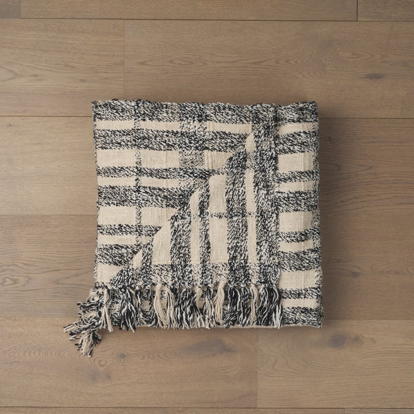Pendle Black Plaid Cotton Throw Blanket Mercana Mer 71450 3