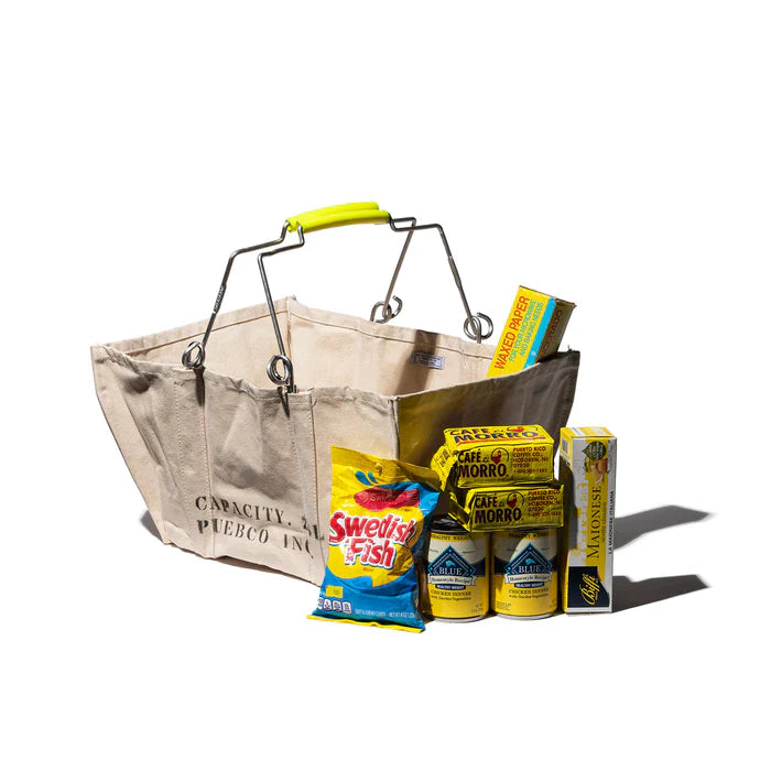 Canvas Market Basket Yellow Handle 1