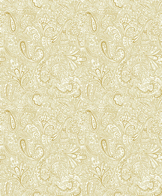 Sample Paisley Trellis Wallpaper in Gold