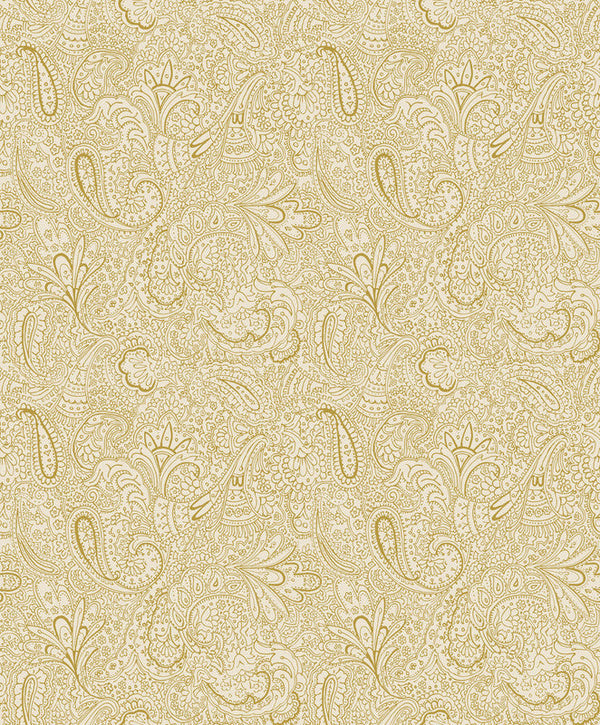 Paisley Trellis Wallpaper in Soft Gold