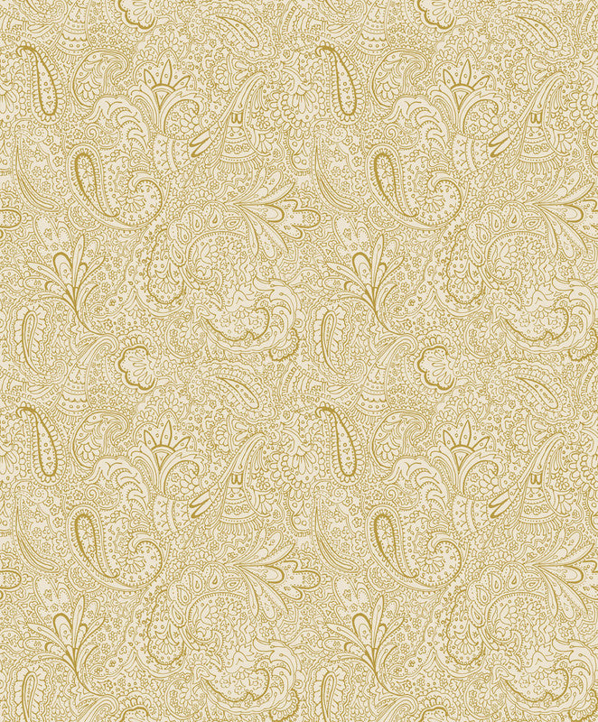 Sample Paisley Trellis Wallpaper in Soft Gold