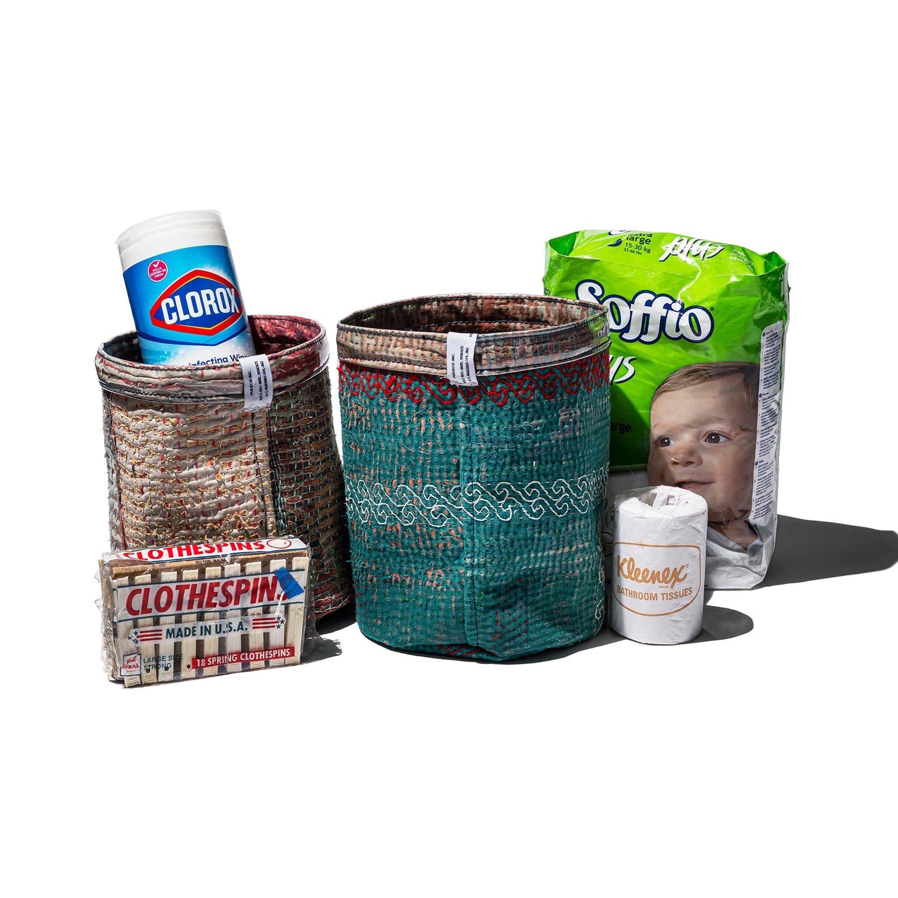 Covered Vintage Kantha Quilt Medium Organizer Puebco 113845 2