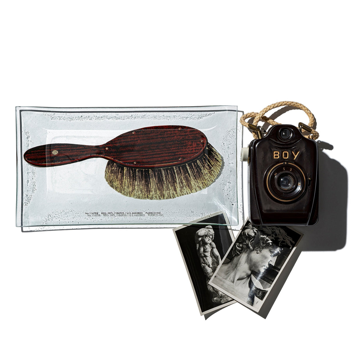 PRINTED GLASS TRAY / Hair Brush