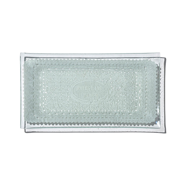 PRINTED GLASS TRAY / Rectangle Lace
