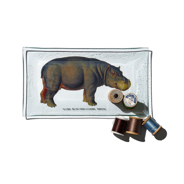 PRINTED GLASS TRAY / Hippopotamus
