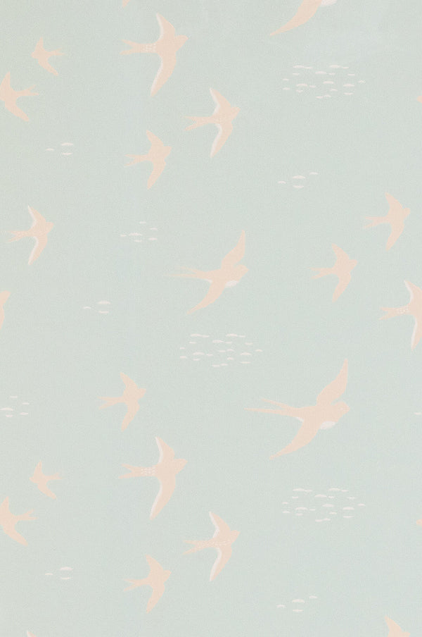 Follow The Wind Dusty Turquoise Wallpaper by Majvillan