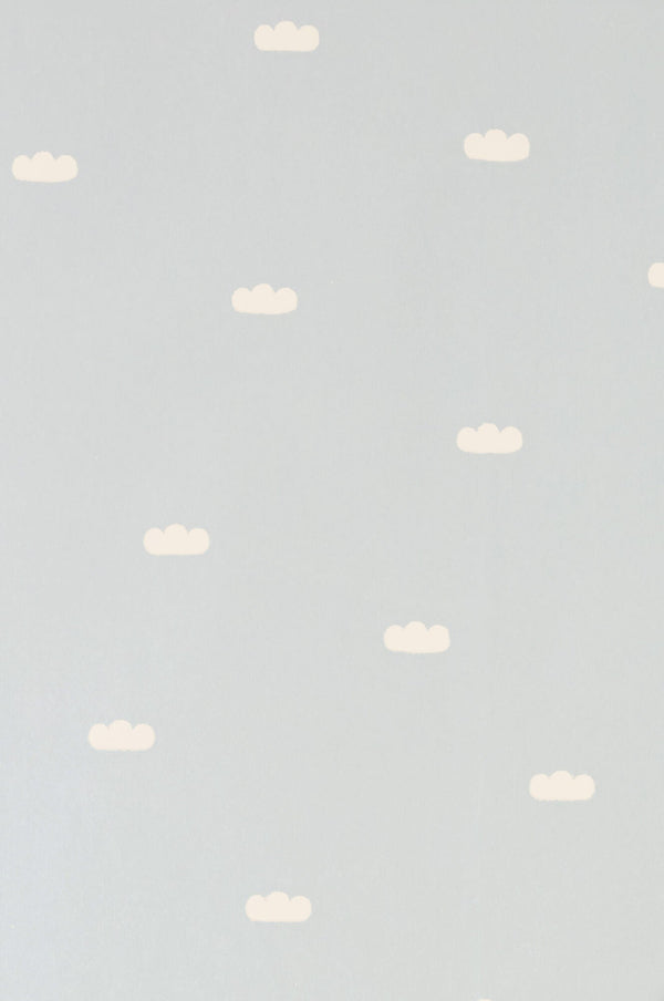 Dreamy Clouds Dusty Blue Wallpaper by Majvillan