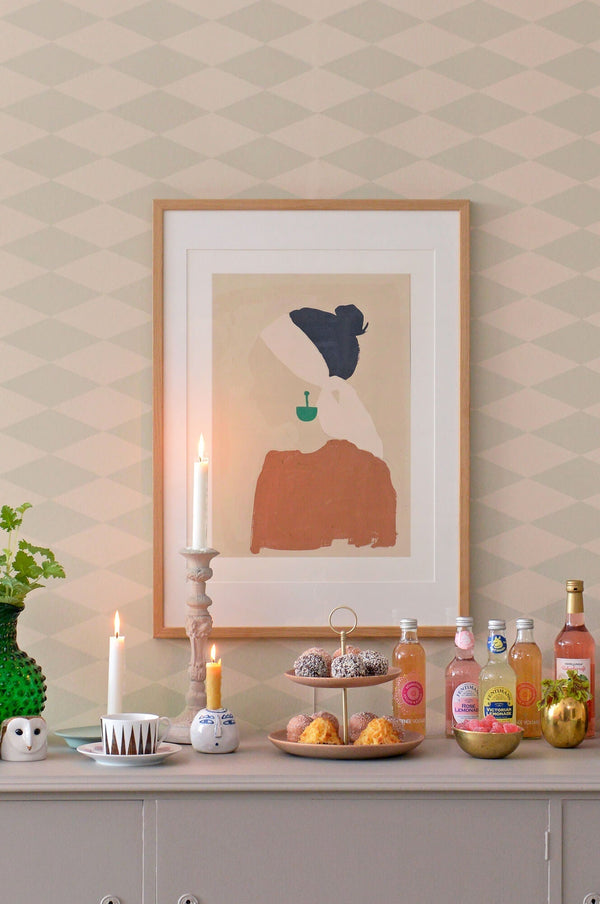 Copenhagen Beige Green Wallpaper by Majvillan