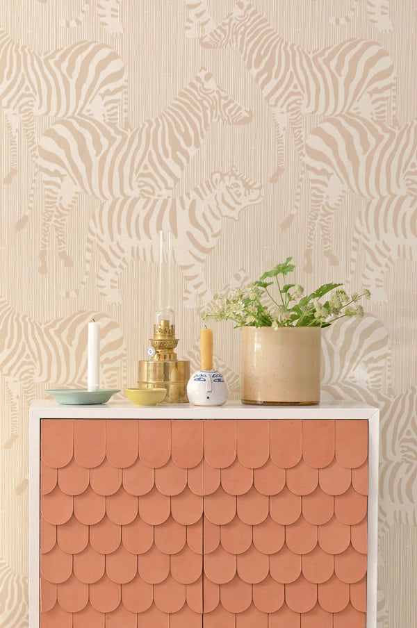 Safari Stripes Dusty Beige Wallpaper by Majvillan