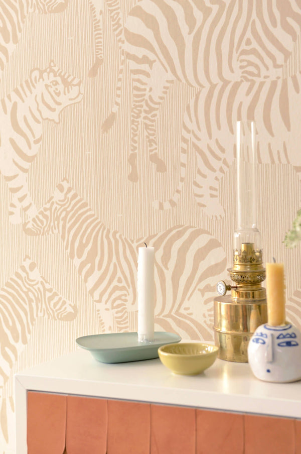 Safari Stripes Dusty Beige Wallpaper by Majvillan