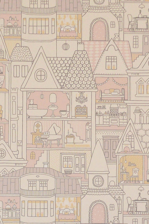Dollhouse Wool White Wallpaper by Majvillan