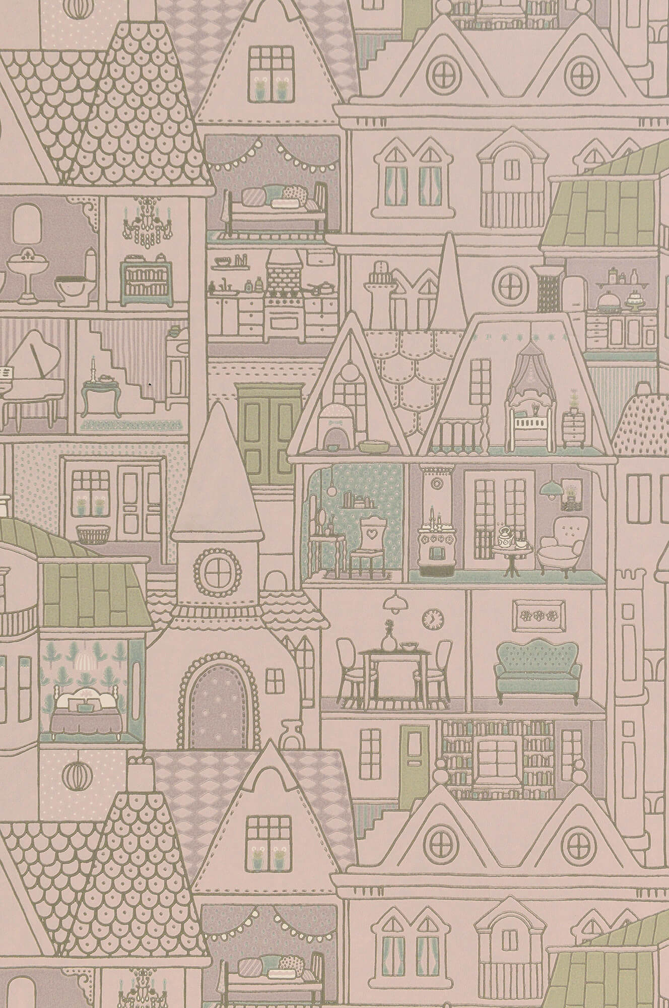 Dollhouse Soft Lilac Wallpaper by Majvillan