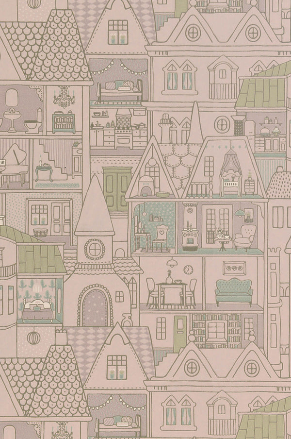 Dollhouse Soft Lilac Wallpaper by Majvillan