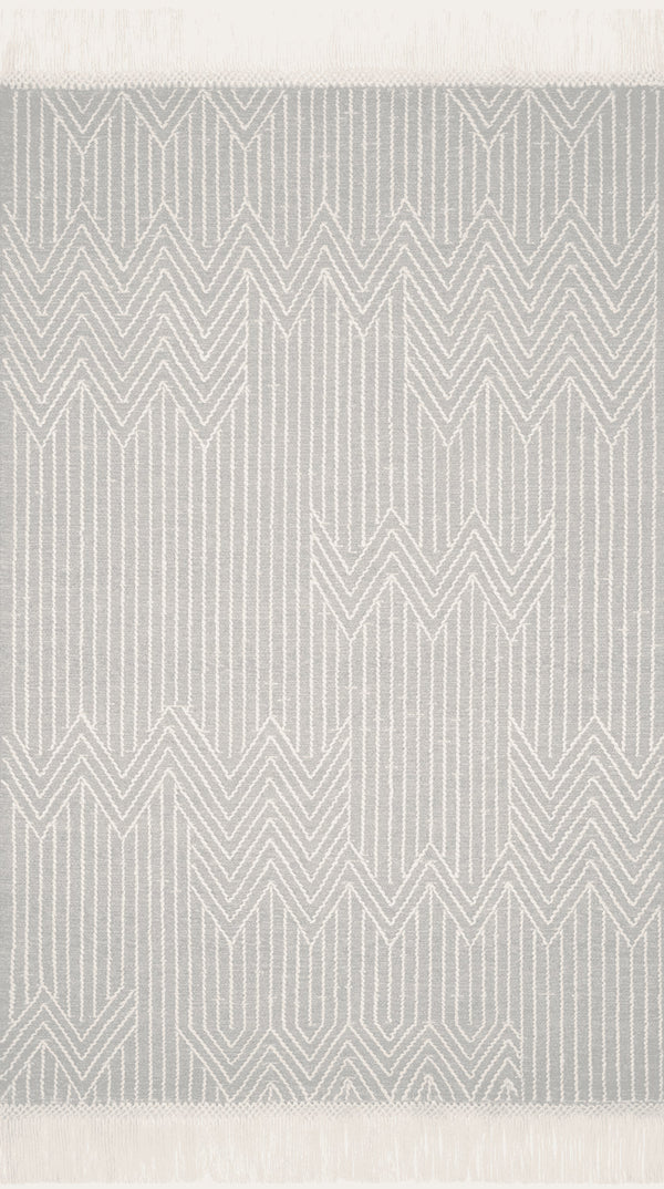 Newton Hand Tufted Lt Grey / Ivory Rug Flatshot Image 1