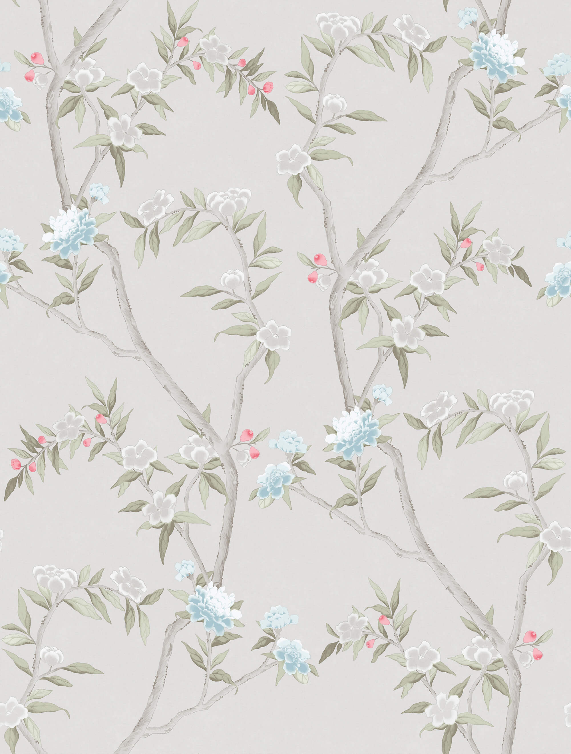 Spring Blossom Chinoiserie Wallpaper in Grey