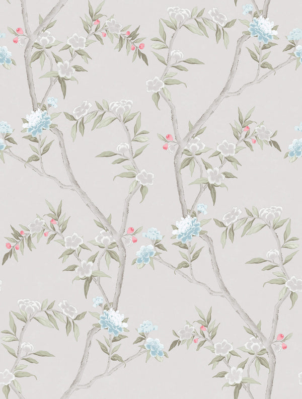 Spring Blossom Chinoiserie Wallpaper in Grey