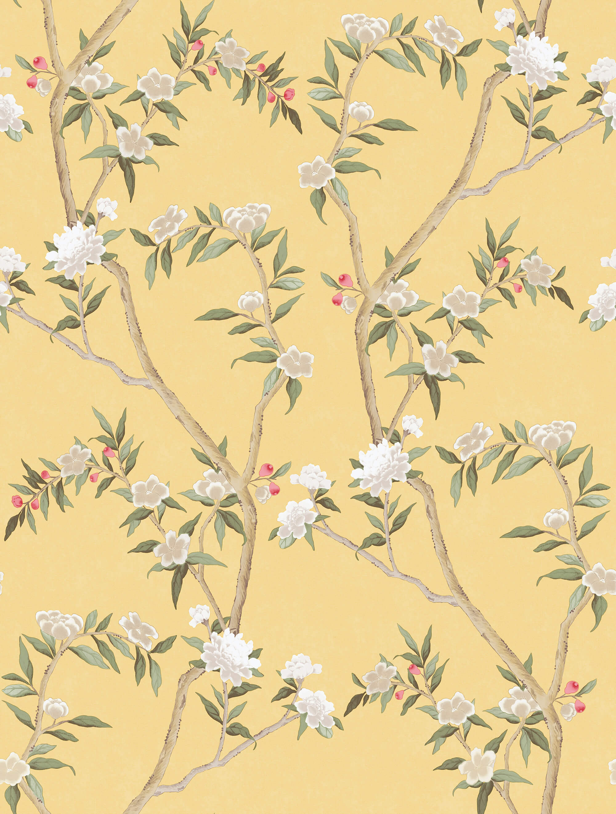 Sample Spring Blossom Chinoiserie Wallpaper in Yellow