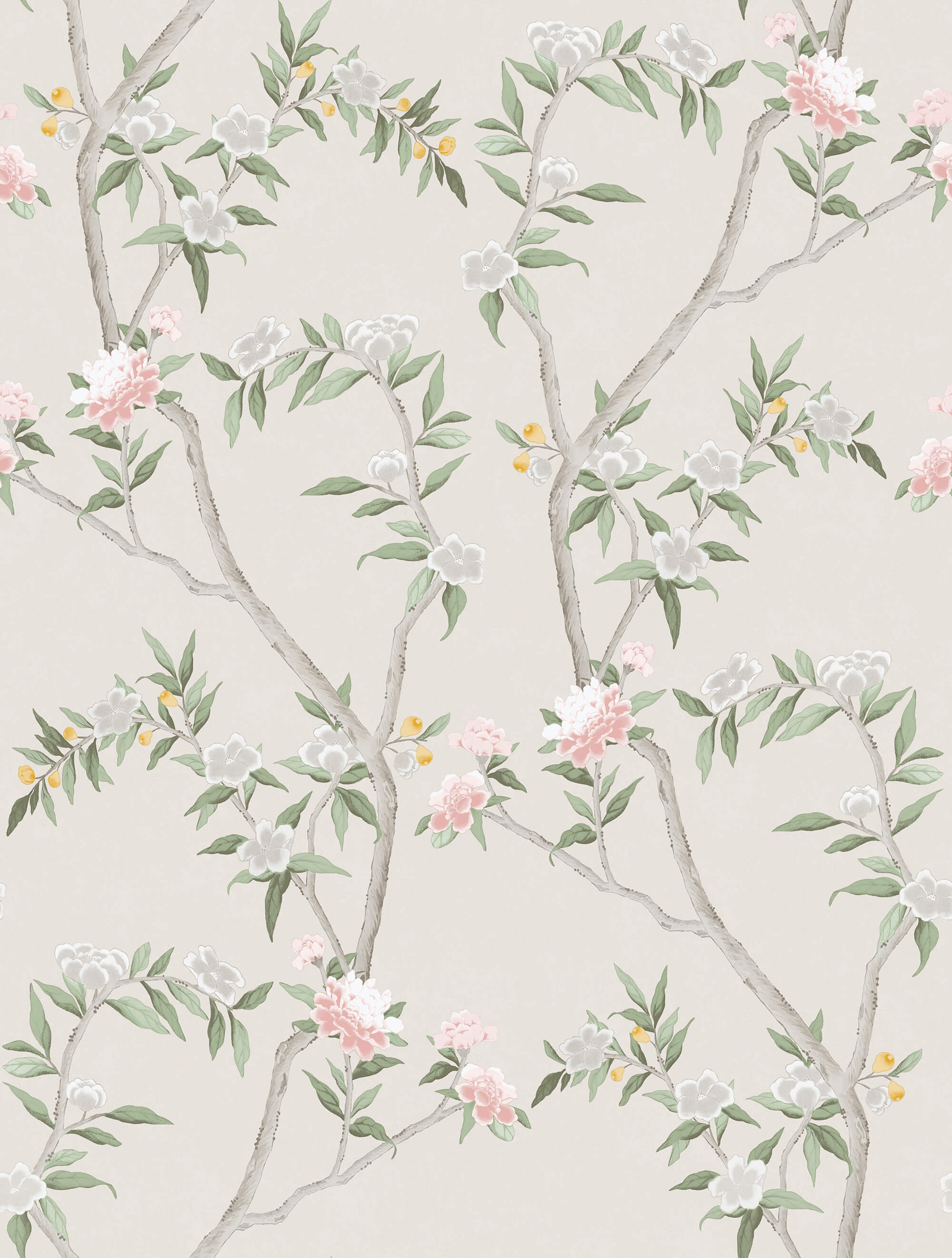 Sample Spring Blossom Chinoiserie Wallpaper in Beige