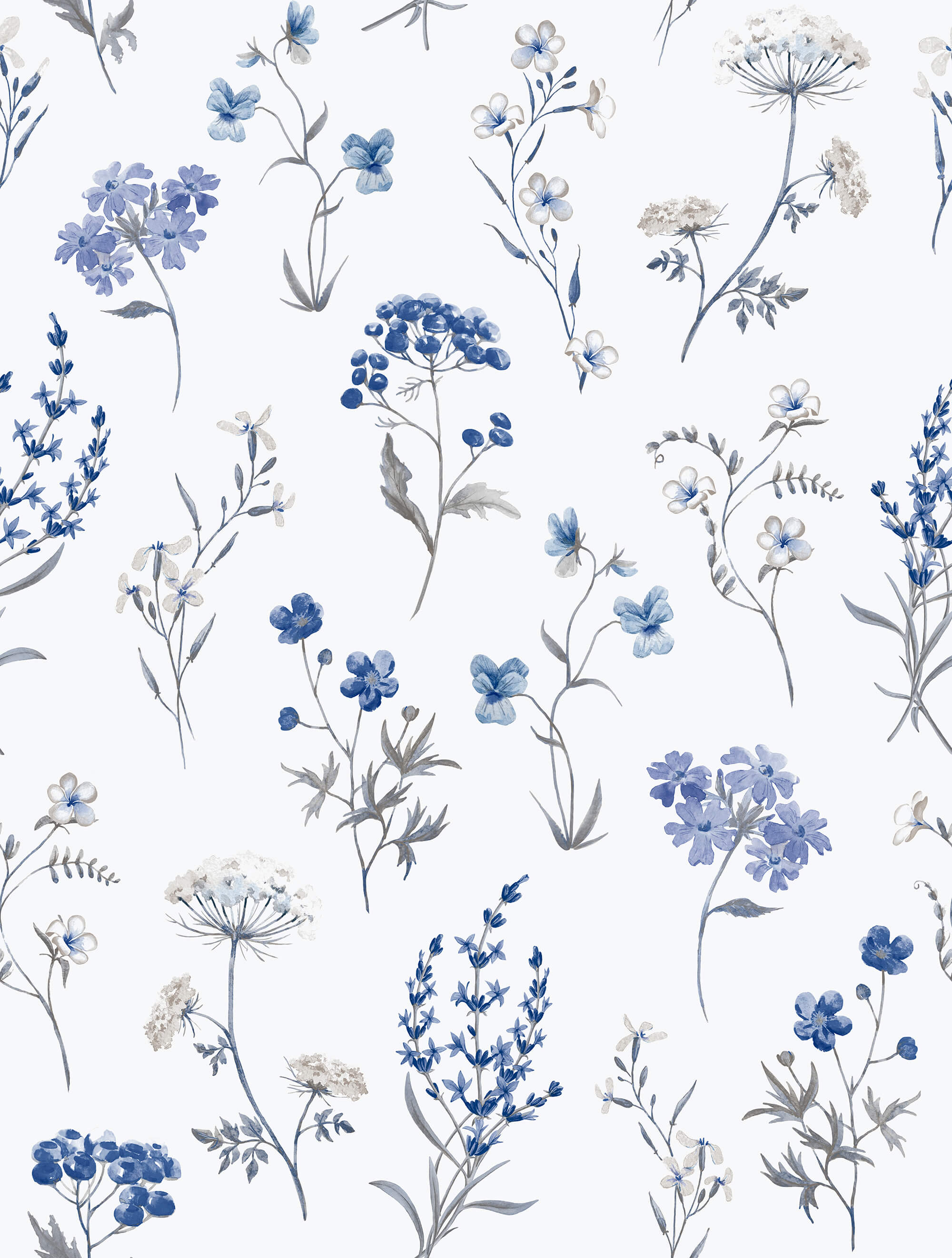 Sample Spring Blossom Botanical Wallpaper in Blue