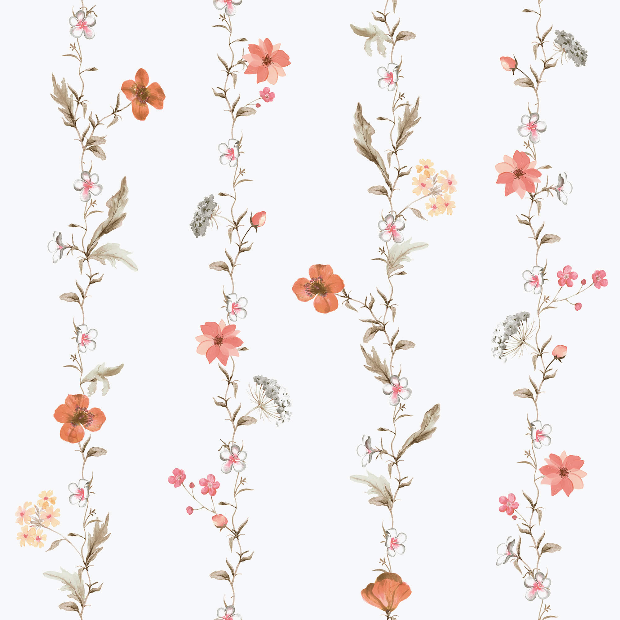 Sample Spring Blossom Vertical Garden Wallpaper in Coral