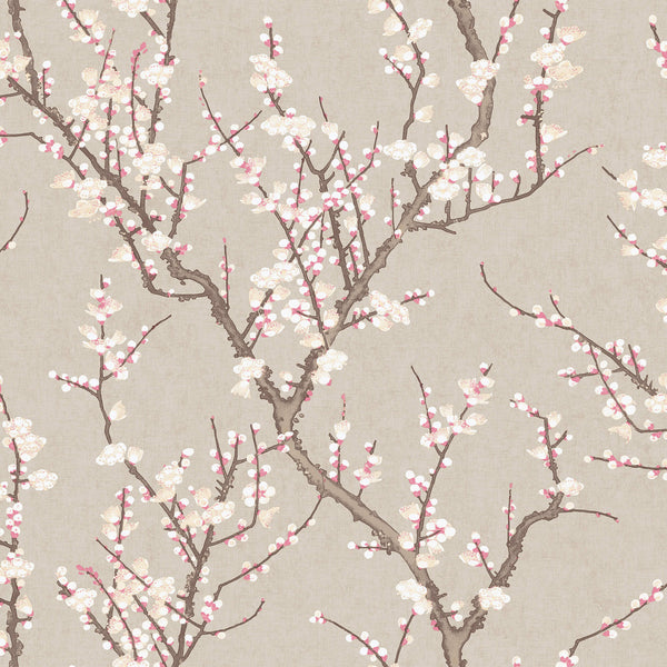 Spring Blossom Sakura Tree Wallpaper in Beige