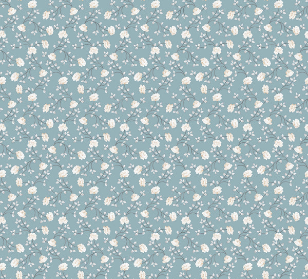 Spring Blossom Petit Flowers Wallpaper in Blue