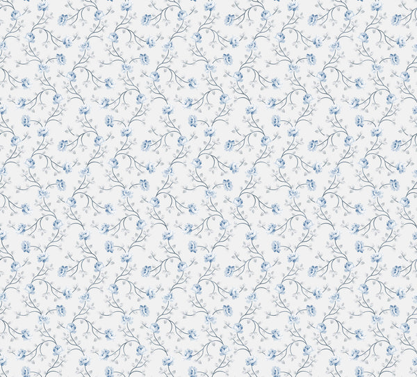 Spring Blossom Petit Flowers Wallpaper in Blue/White