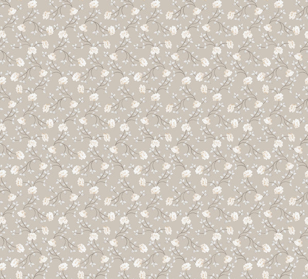 Spring Blossom Petit Flowers Wallpaper in Taupe