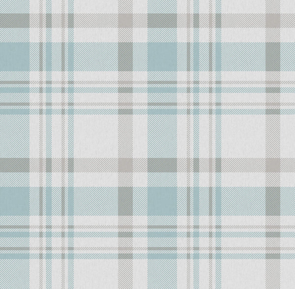 Spring Blossom Plaid Wallpaper in Turquoise