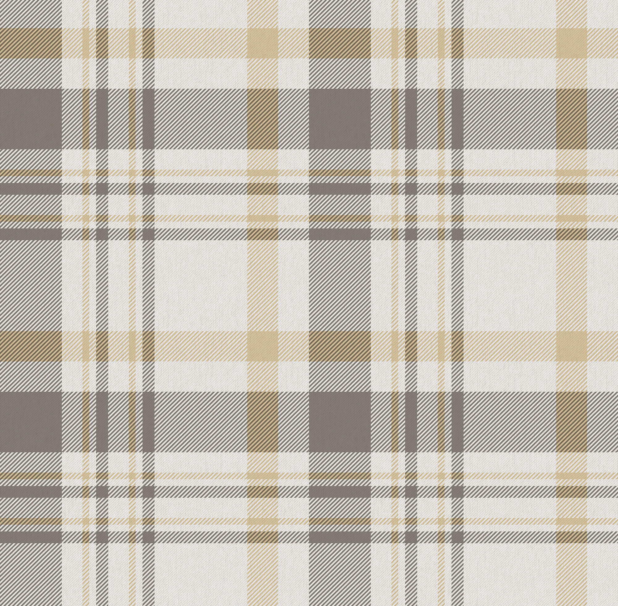 Spring Blossom Plaid Wallpaper in Taupe/Yellow