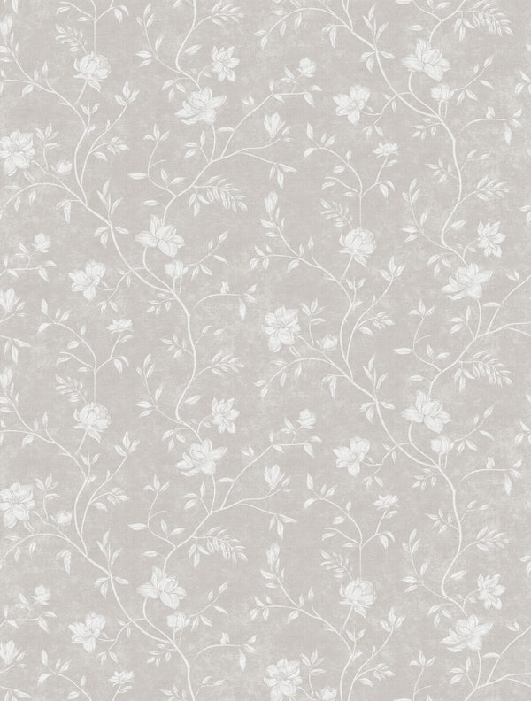 Spring Blossom Magnolia Wallpaper in Grey