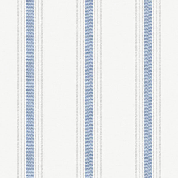 Spring Blossom Stripes Wallpaper in Blue
