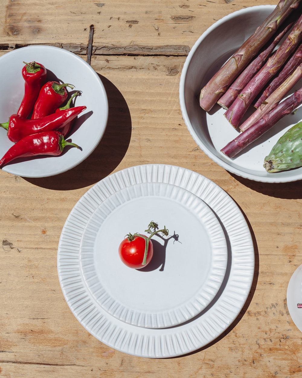 Stripes Matte White Salad Plate Set Of 4 Uvn 1000101 4