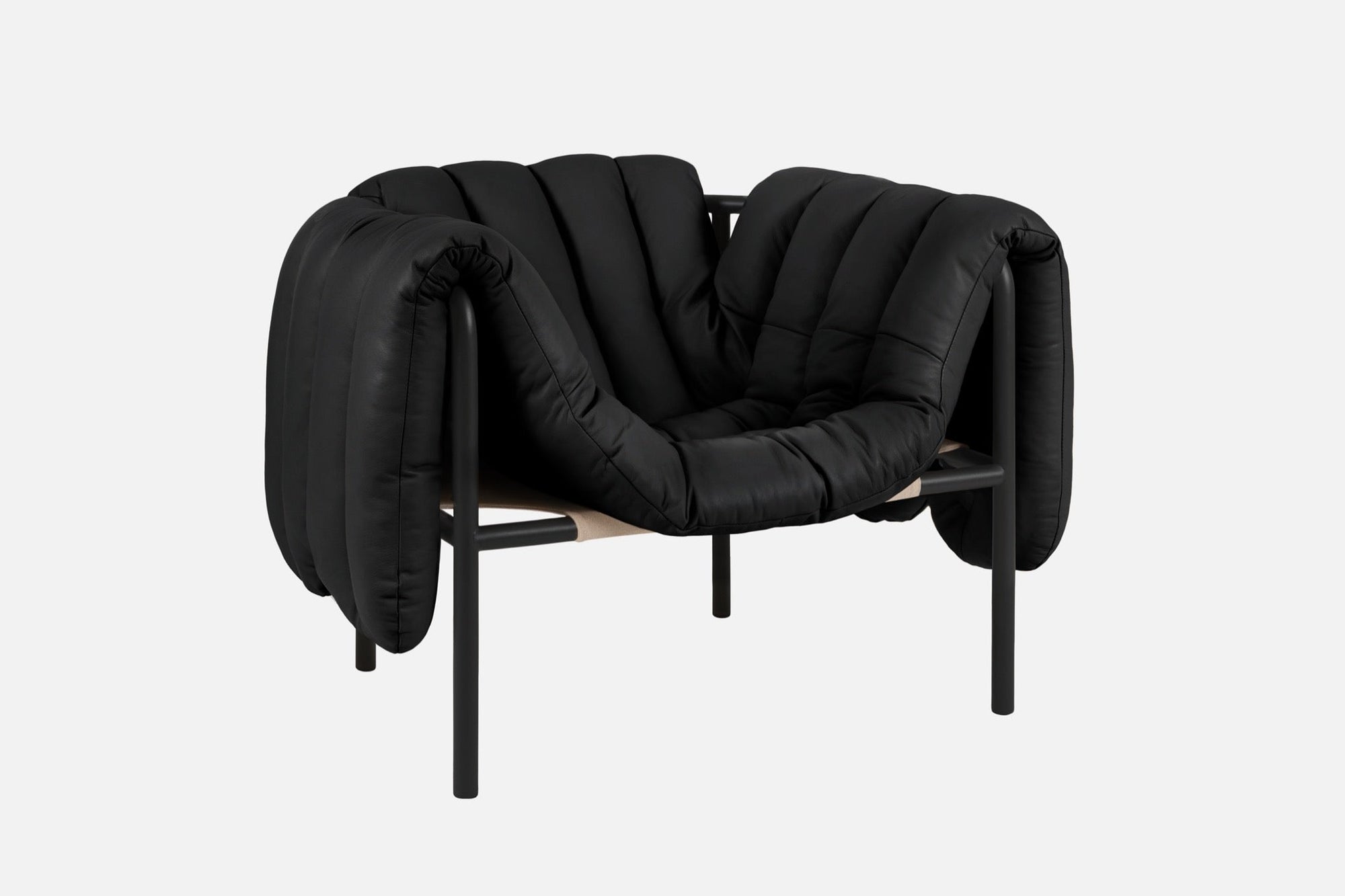 puffy black leather lounge chair bu hem 20259 1