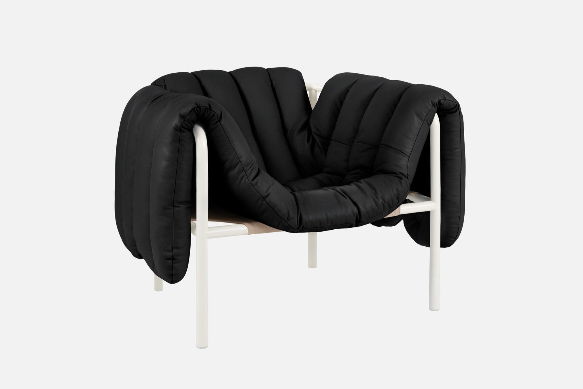 puffy black leather lounge chair bu hem 20259 2