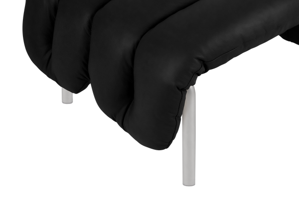 Puffy Black Leather Ottoman Hem 20353 6