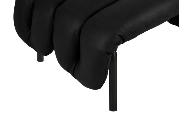 Puffy Black Leather Ottoman Hem 20353 4