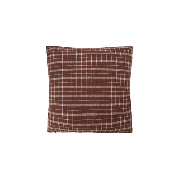 thame brown check cushion cover by house doctor 204030060 1
