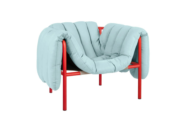 Puffy Light Blue Leather Lounge Chair 5