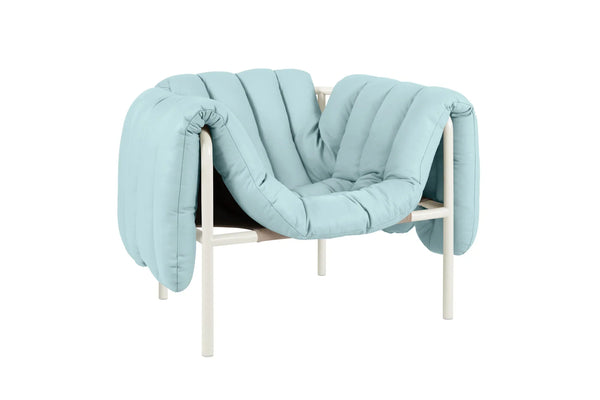 Puffy Light Blue Leather Lounge Chair 2