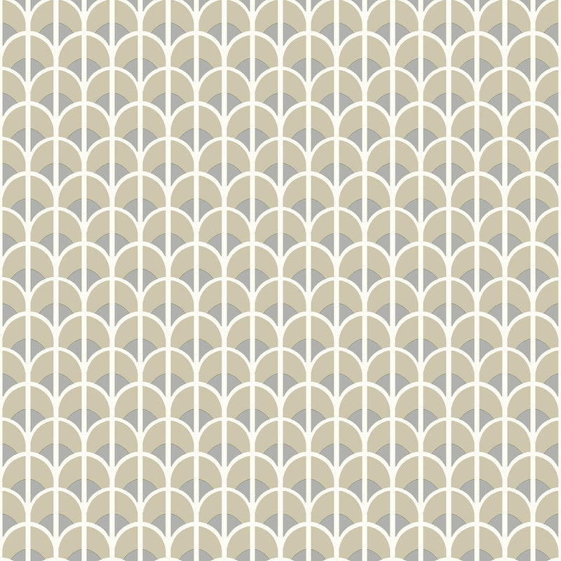 Italian Style Geometric Wallpaper in Bronze Brown/Blue/Cream