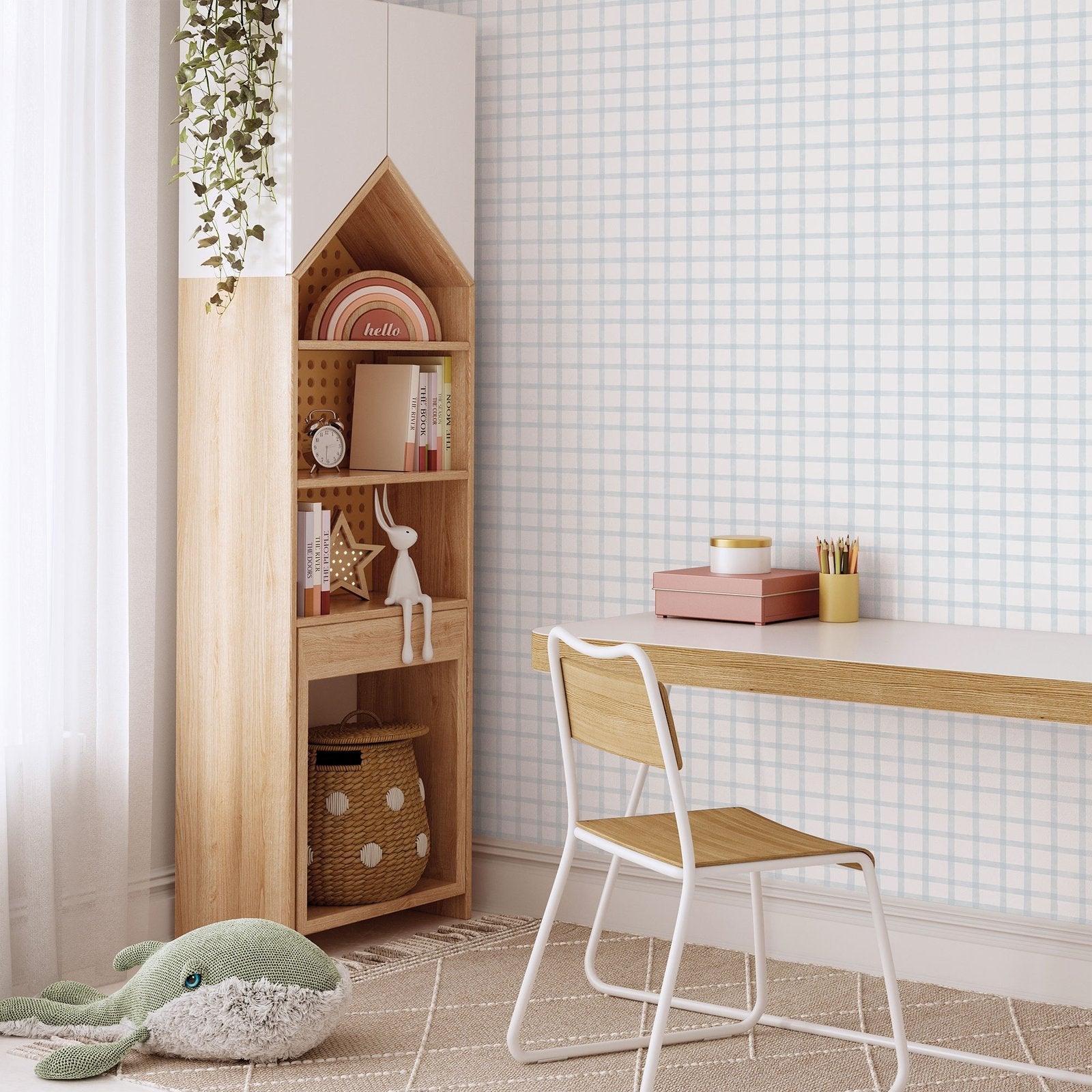 Bambino Watercolour Checks In Blue Galerie Wallcoverings 290 2 2